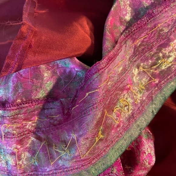 Indian Sari Silk Hand Beaded Wrap Around Skirt. OS EUC Quality Workmanship PINK! - Picture 14 of 16